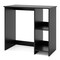 31.5 Inch Modern Black Wooden Laptop Desk with 2-Tier Storage Shelf for Small Home Office